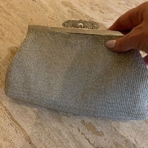 Aqua Silver Beaded Evening Clutch Purse